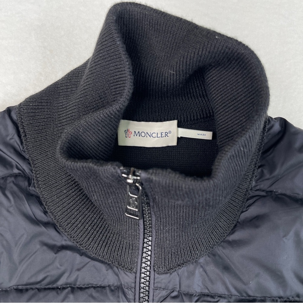 Moncler Maglione Tricot Cardigan Puffer Down Hybrid Jacket Black Size Large - Picture 4 of 17